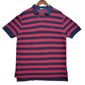 VTG‎ Polo By Ralph Lauren Men's Size XL Shirt Red Blue Stripes Long Sleeve Rugby